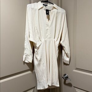 Express Cream Button-Up Dress